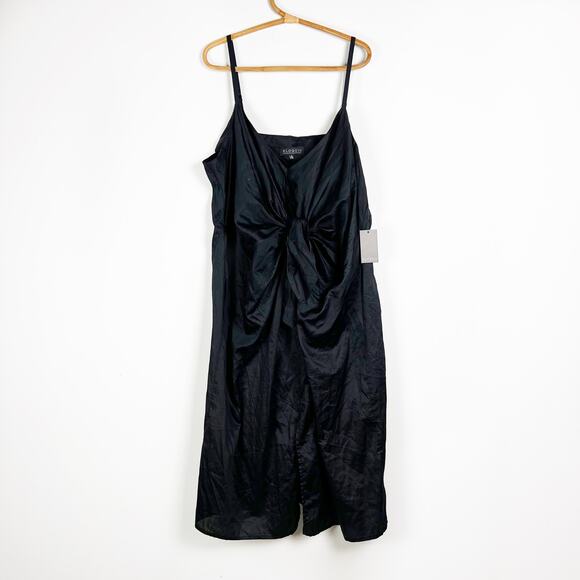 NWT Eloquii black midi dress tie front adjustable straps Plus Size 24 - Picture 2 of 5
